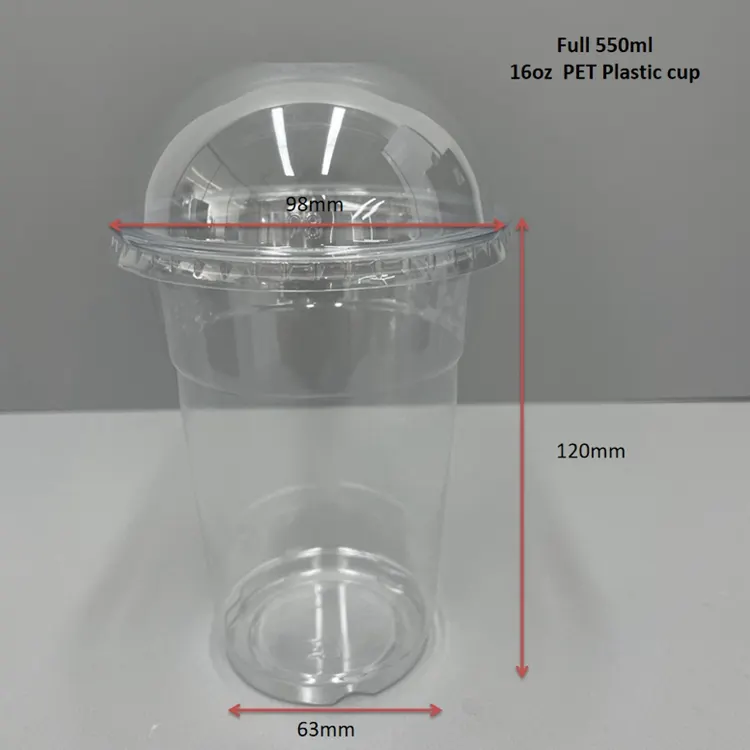 Gobelet PET 550 ml (16 oz) + Couvercle Dôme